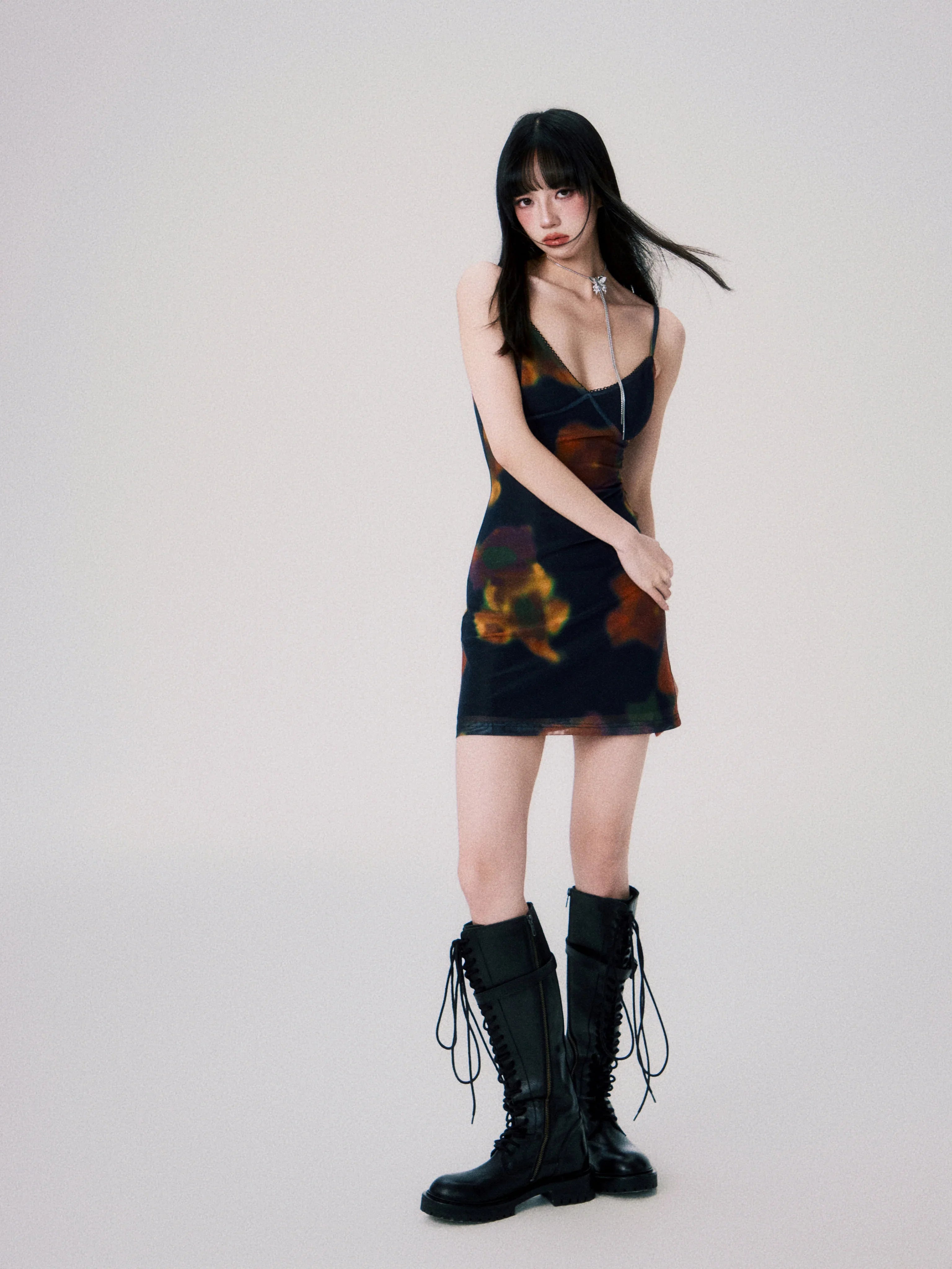 Vintage Printed Spaghetti-Strap Dress