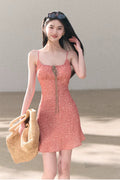 Bohemian Floral Print Waist-Cinched Sleeveless Slip Dress