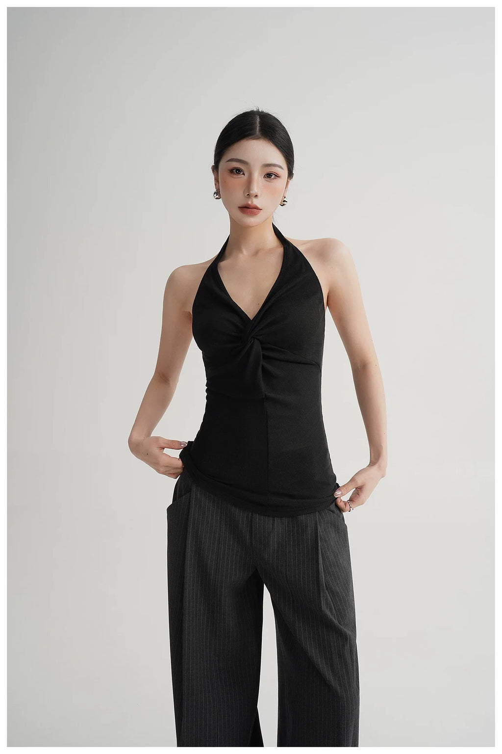 Silk-Blend Draped Halterneck Camisole