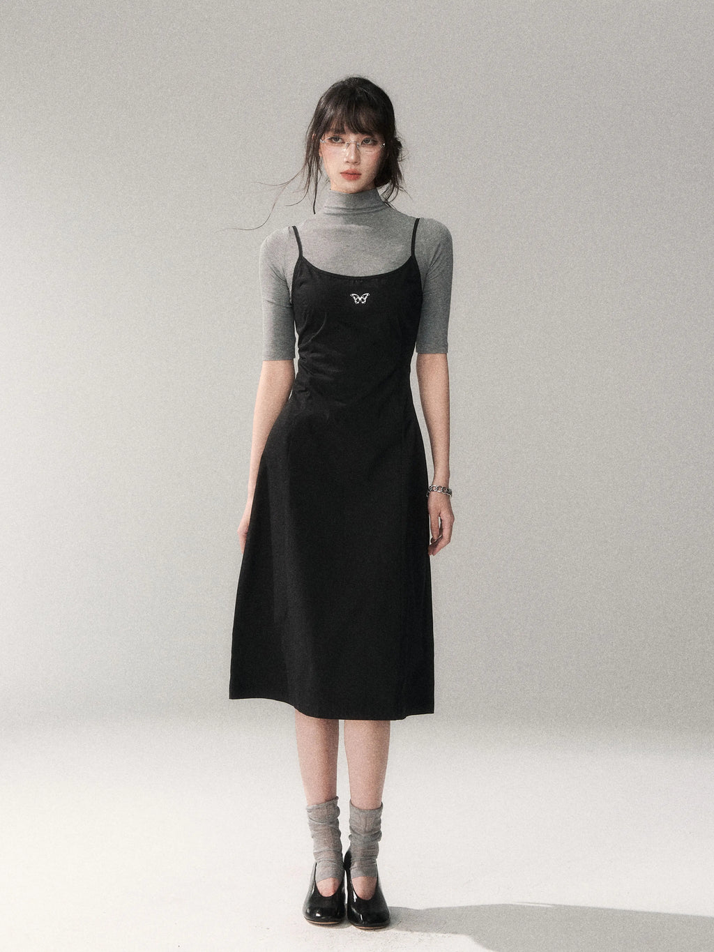 Minimalist Cotton A-Line Slip Midi Dress