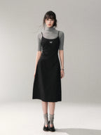 Minimalist Cotton A-Line Slip Midi Dress