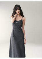 Minimalist Cotton A-Line Slip Midi Dress