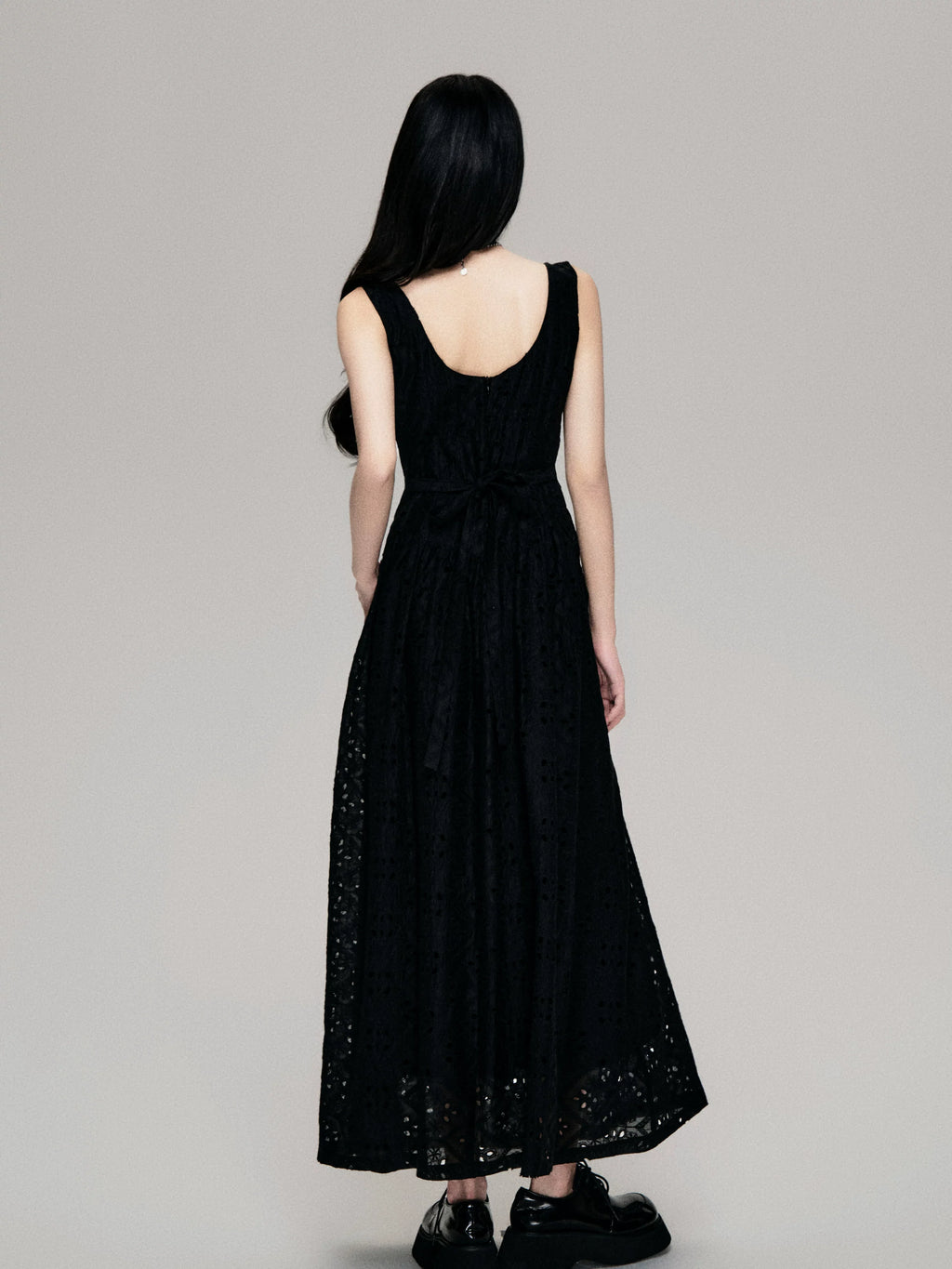 Cutout French Sleeveless Maxi Dress