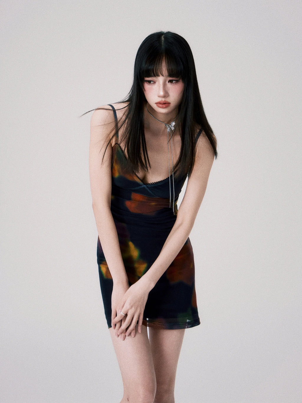 Vintage Printed Spaghetti-Strap Dress