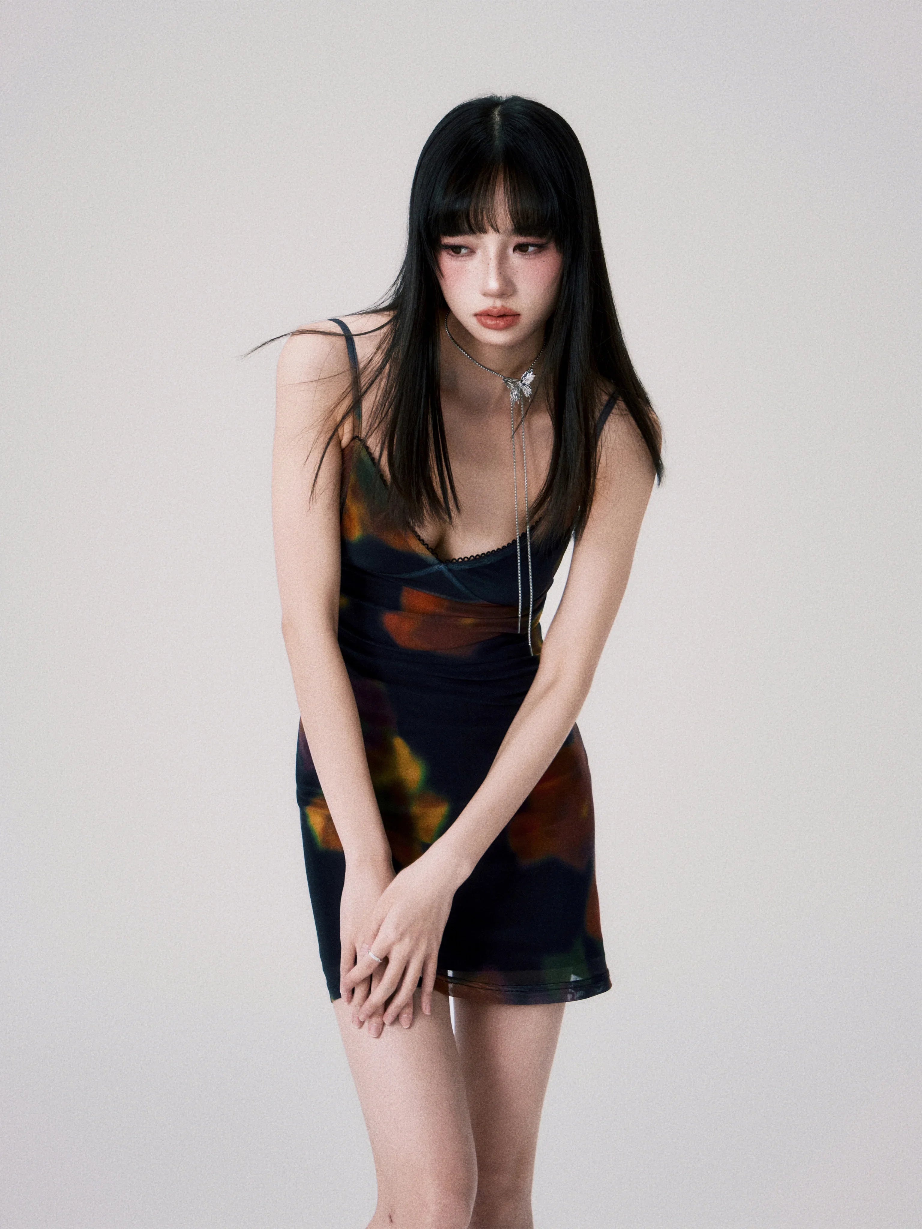 Vintage Printed Spaghetti-Strap Dress