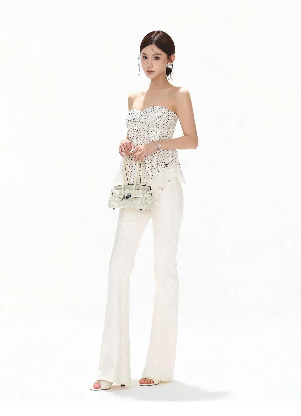Polka Dot Lace Trim Vacation Two-Piece Set