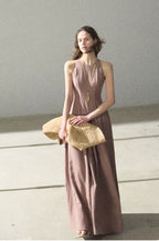 Golden Thread Linen-Blend Sleeveless A-Line Maxi Dress