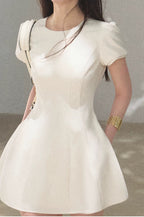 Detachable Crocheted Peter Pan Collar Cinched-Waist Mini Dress