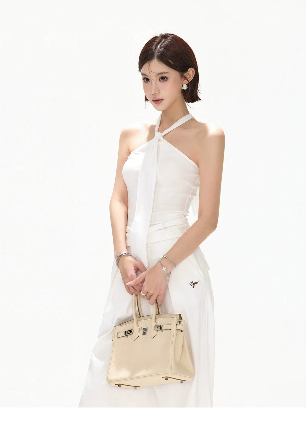 Minimalist Halter Tie Knit Bustier