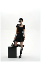 Tie-Detail Square-Neck Cropped T-Shirt