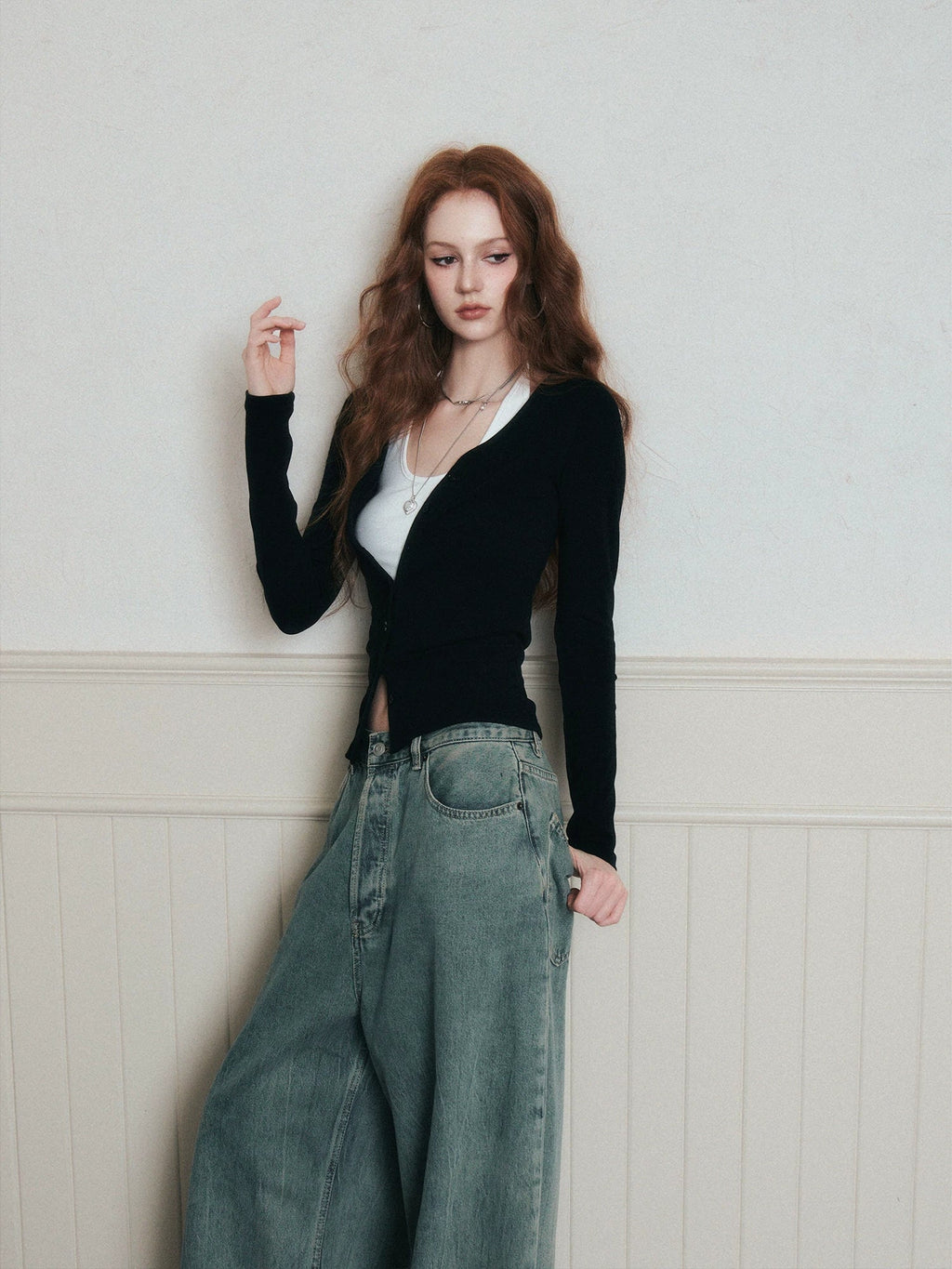 Layered Halter Camisole & Knit Cardigan Set