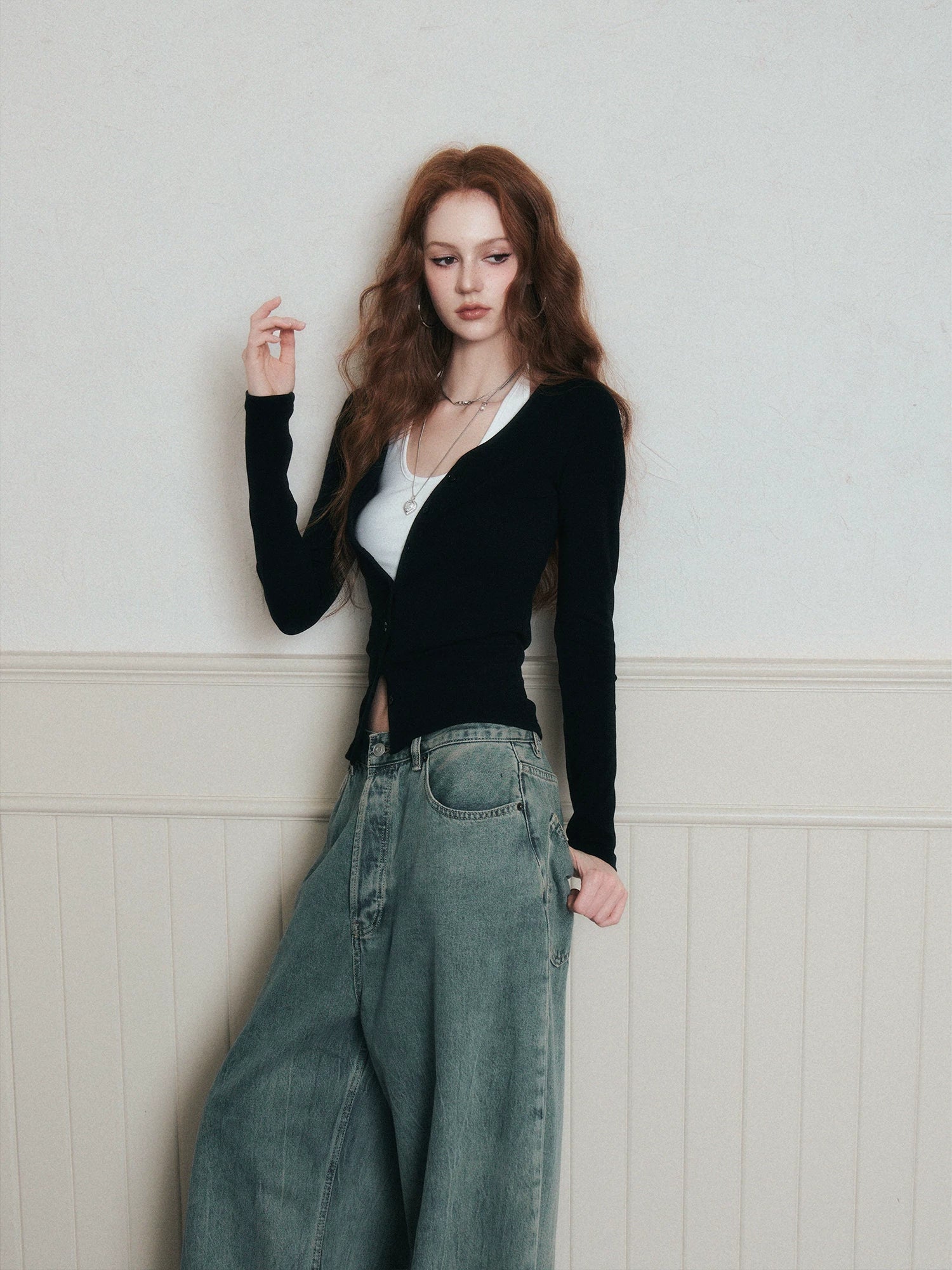 Layered Halter Camisole & Knit Cardigan Set