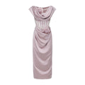 French Romantic Purple Satin Corset Dress