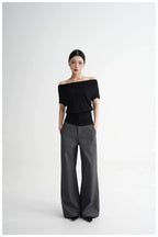 Draped Off-Shoulder Fitted Short Sleeve T-Shirt