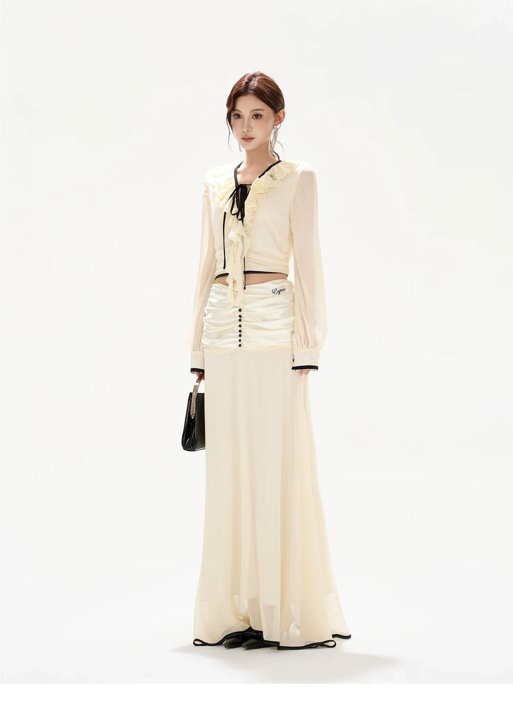Chiffon Blouse & High-Waist Maxi Skirt Set