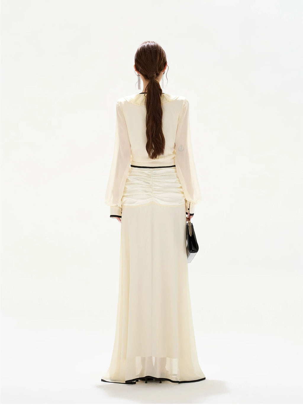 Chiffon Blouse & High-Waist Maxi Skirt Set