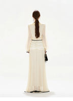 Chiffon Blouse & High-Waist Maxi Skirt Set