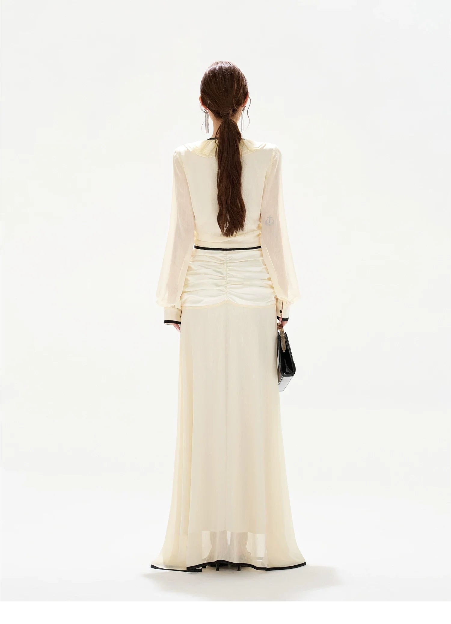 Chiffon Blouse & High-Waist Maxi Skirt Set