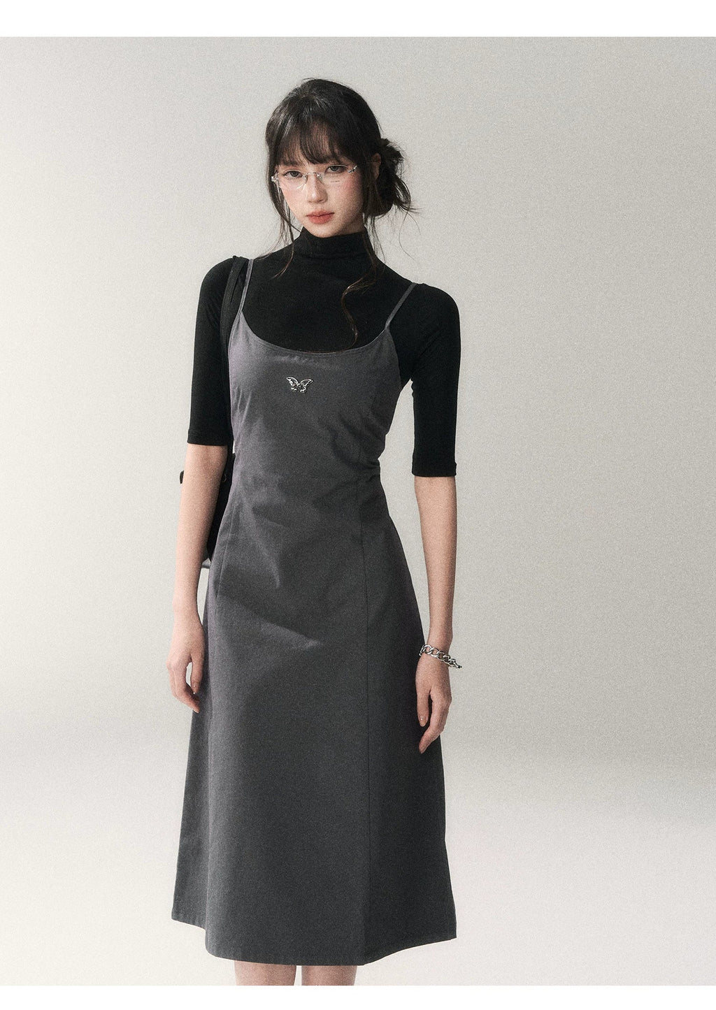 Minimalist Cotton A-Line Slip Midi Dress