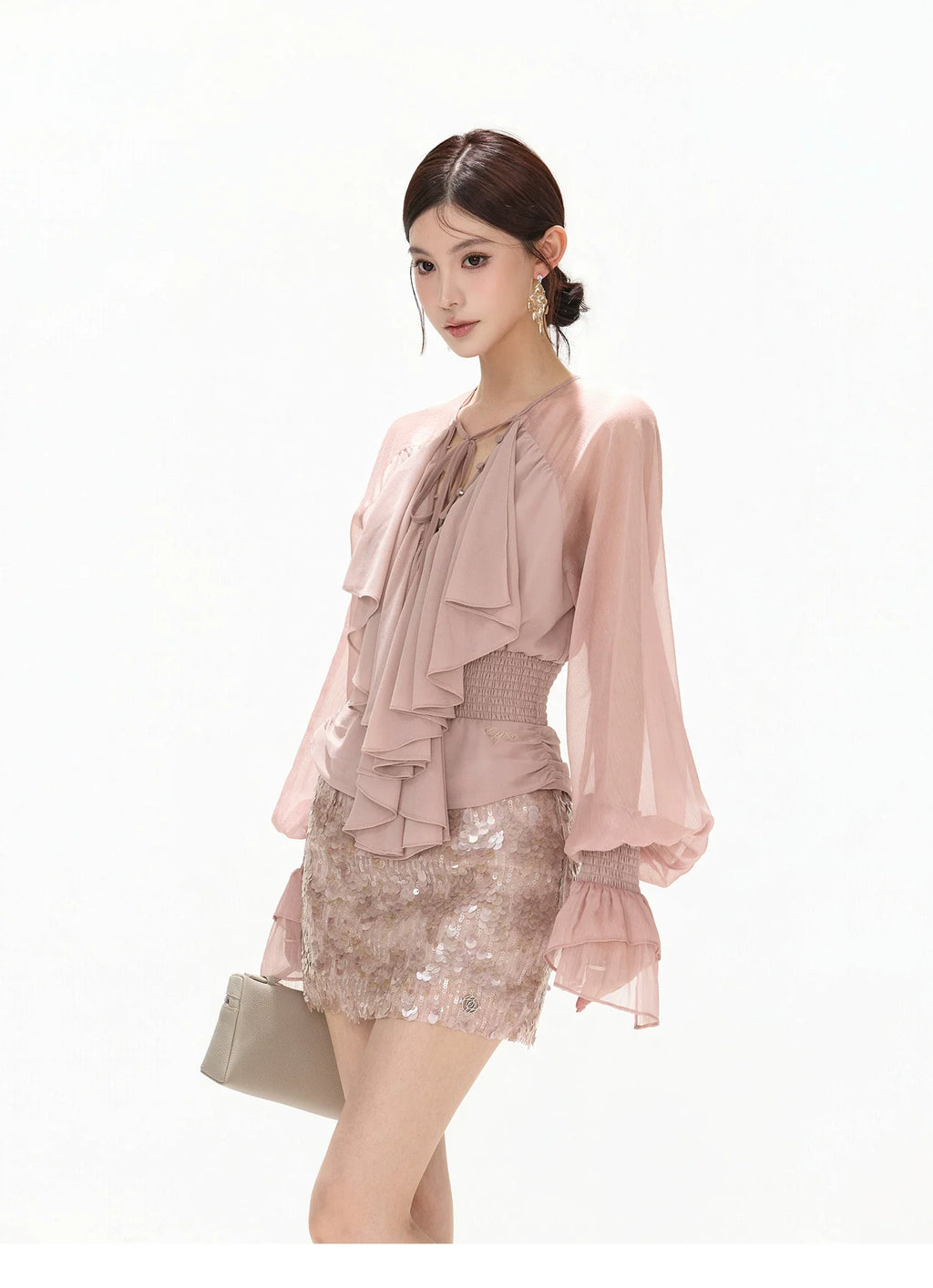 Luminous Nouveau Ruffle Chiffon Blouse
