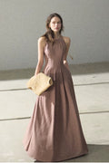Golden Thread Linen-Blend Sleeveless A-Line Maxi Dress