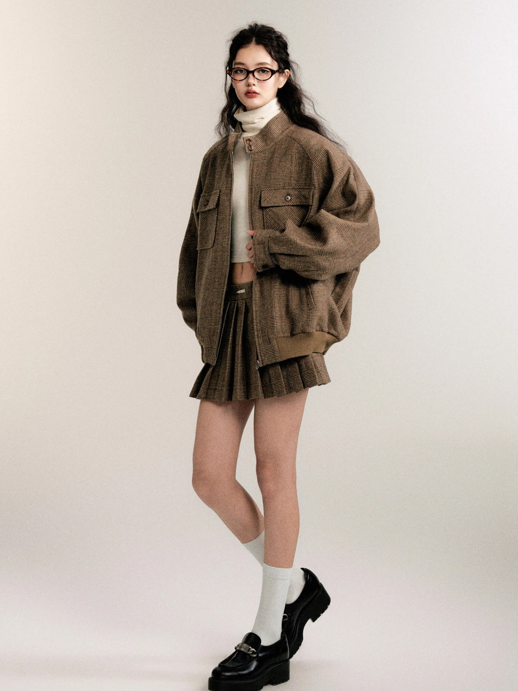 Vintage Collegiate Wool Jacket & Mini Skirt Set