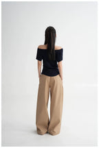 Draped Off-Shoulder Fitted Short Sleeve T-Shirt