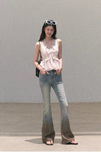Valley Fog Vintage Washed Flared Jeans