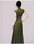 Chinese-Style Slit Cheongsam Maxi Dress
