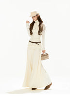 Elegant High-Neck Wool Knit Maxi Dress