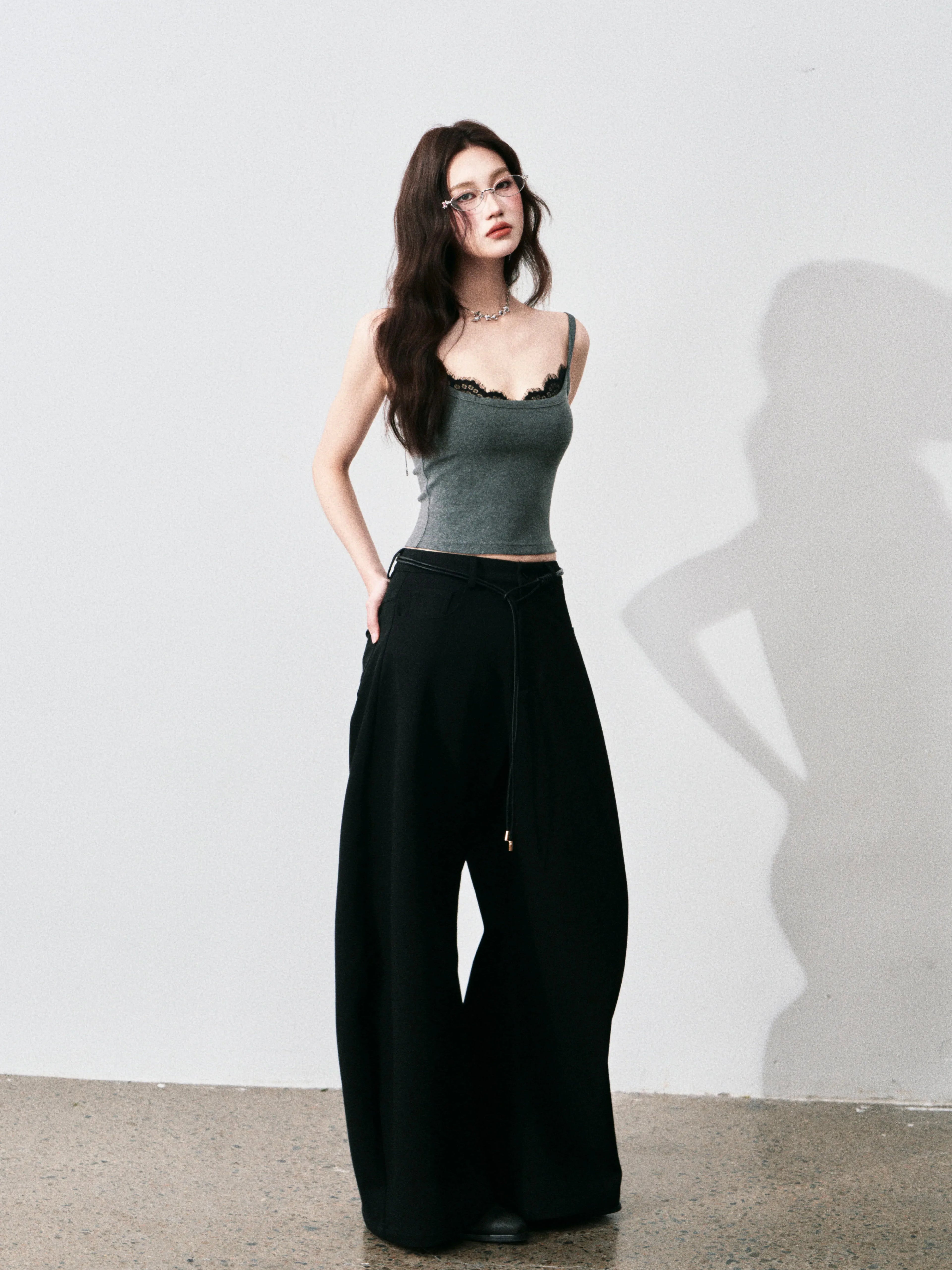 Contrast Lace Trim Slim-Fit Camisole