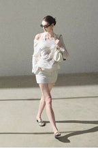 Asymmetric Wool-Modal Lightweight Off-Shoulder Knit T-shirt