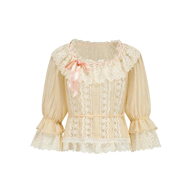 Liberty Letter French Lace Peter Pan Collar Shirt