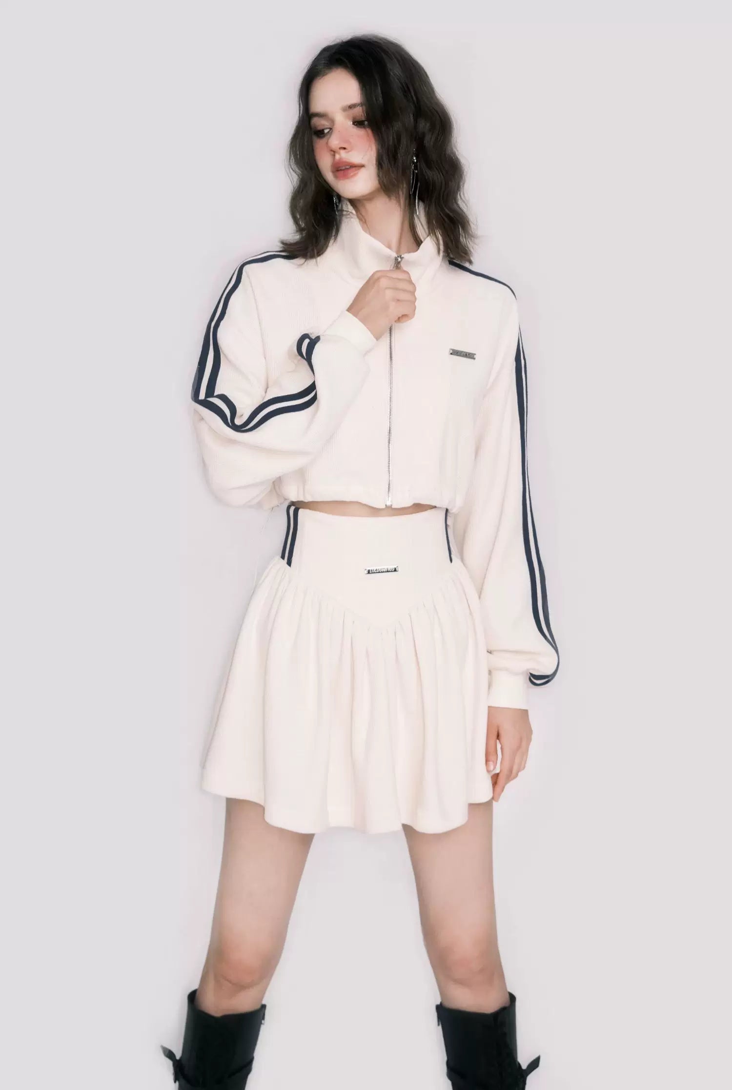 Tennis Waffle Sweatshirt & Mini Skirt Set