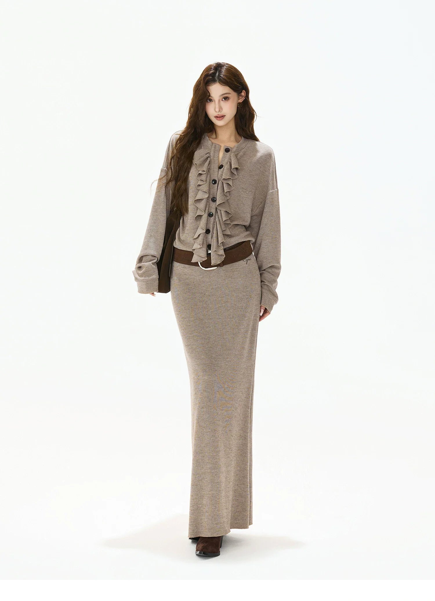 Logo-Embroidered High-Waist Knit Maxi Skirt