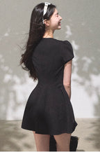 Detachable Crocheted Peter Pan Collar Cinched-Waist Mini Dress