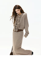 Logo-Embroidered High-Waist Knit Maxi Skirt