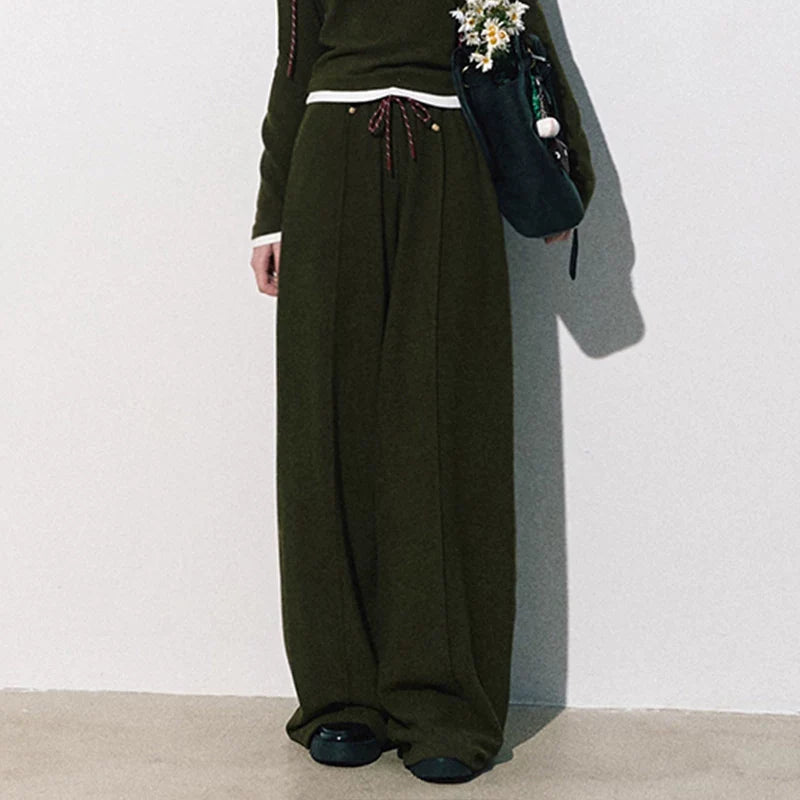Knit Base Top & Wide-Leg Pants Set