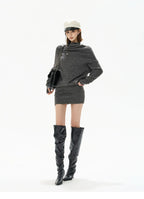 Cowl-Neck Wool Knit Mini Dress
