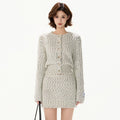 Knit Cardigan & Mini Skirt Tweed-Style Set