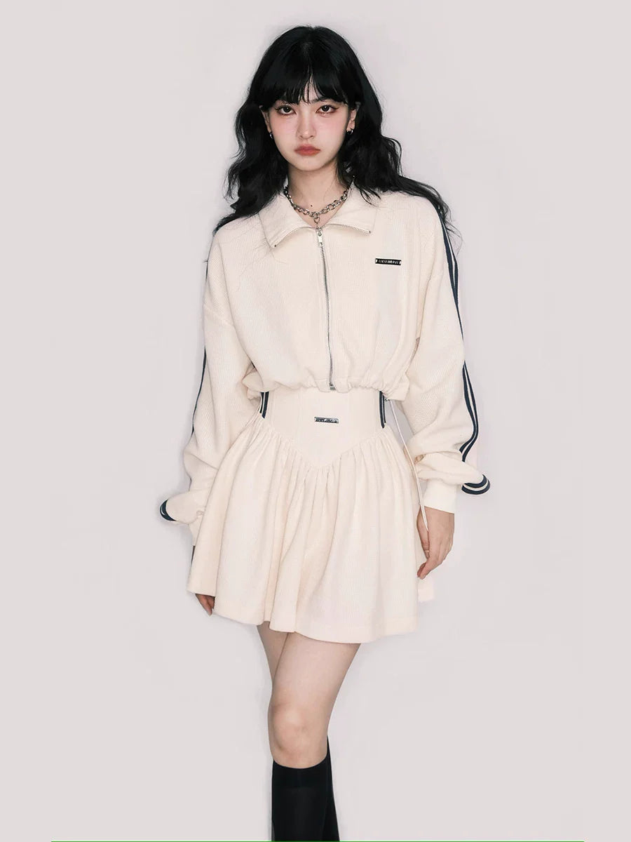 Tennis Waffle Sweatshirt & Mini Skirt Set