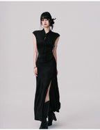 Chinese-Style Slim-Fit Cheongsam Maxi Dress