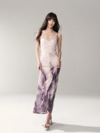 Sunset Lavender Gradient Printed Slip Maxi Dress