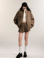 Vintage Collegiate Wool Jacket & Mini Skirt Set