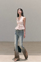 Valley Fog Vintage Washed Flared Jeans