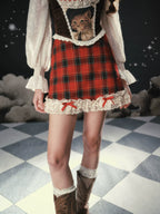 Christmas Night Corset Top & Plaid Skirt Set