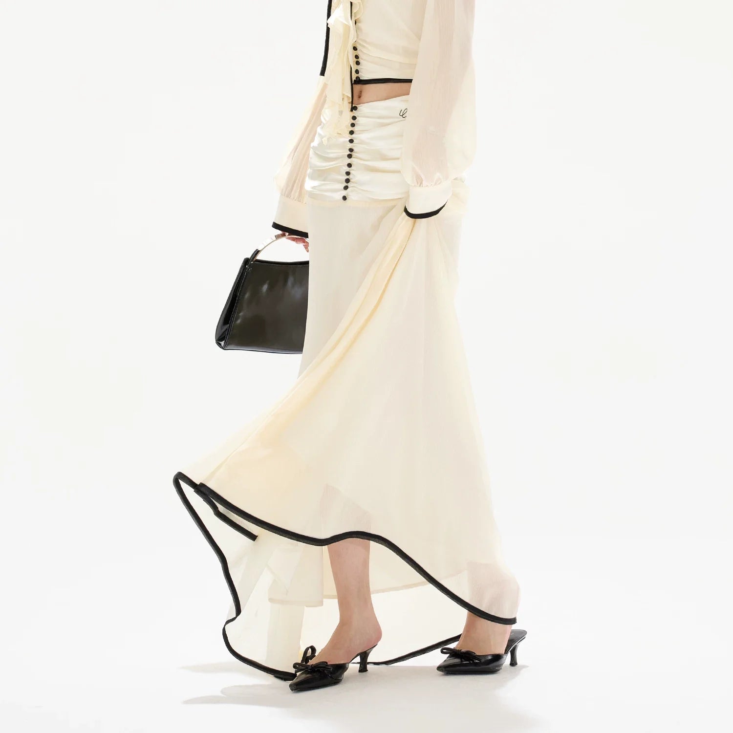 Chiffon Blouse & High-Waist Maxi Skirt Set