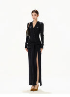 High-Slit Lace-Up Bodycon Maxi Dress