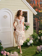 Audrey Garden Corset Floral Maxi Dress