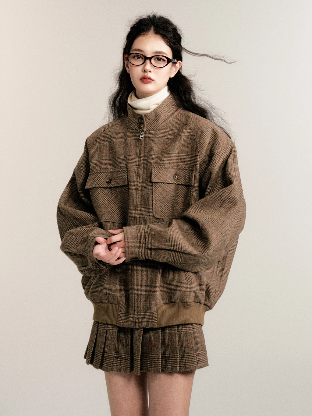 Vintage Collegiate Wool Jacket & Mini Skirt Set